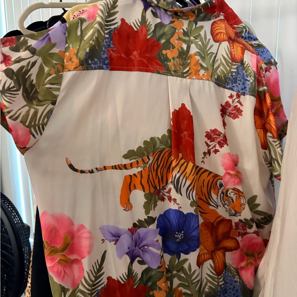 Anthropologie Multicolor Floral Tiger Blouse
